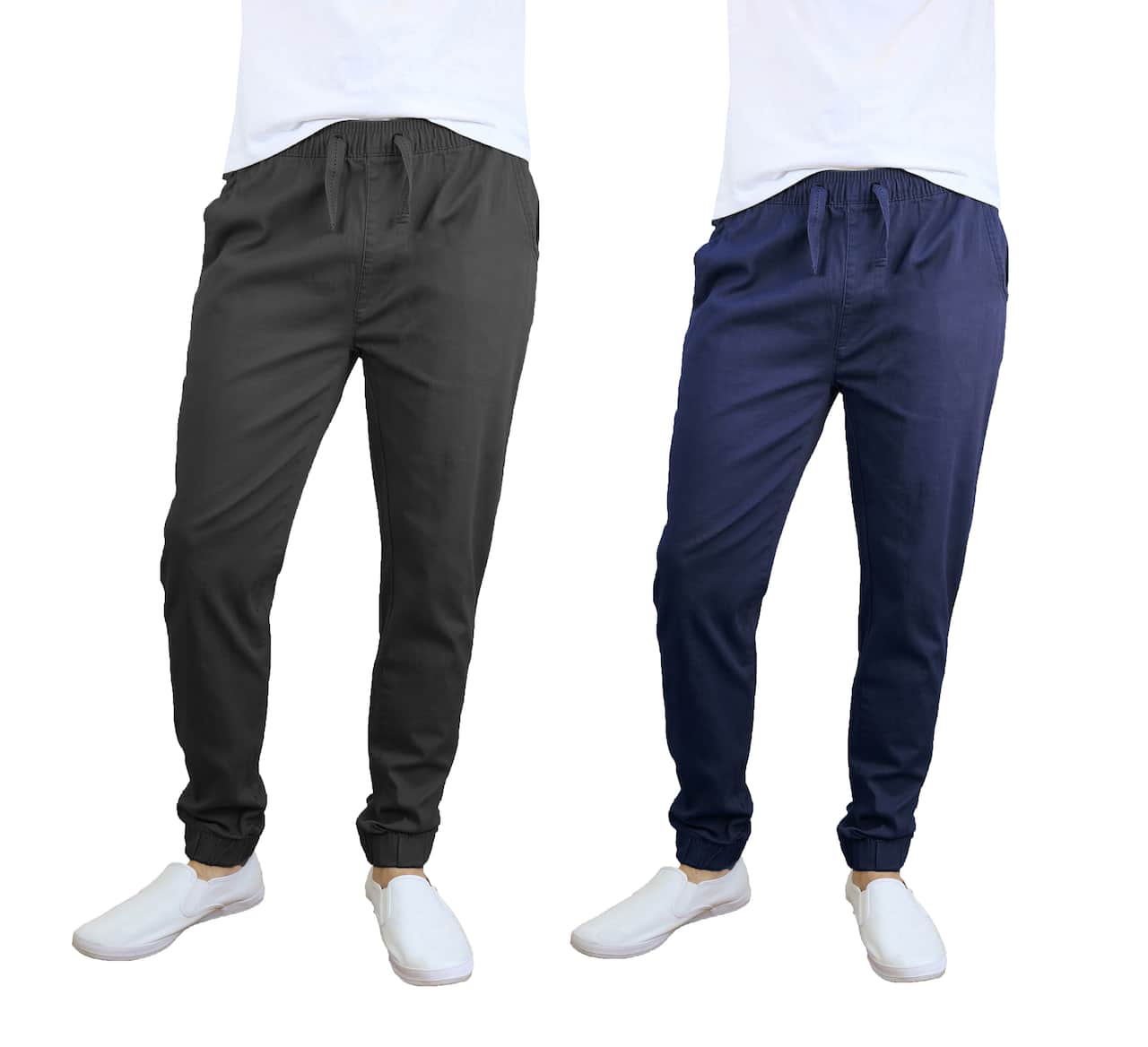 Galaxy By Harvic Slim Fit Basic Stretch Twill Men's Joggers 2 Pack